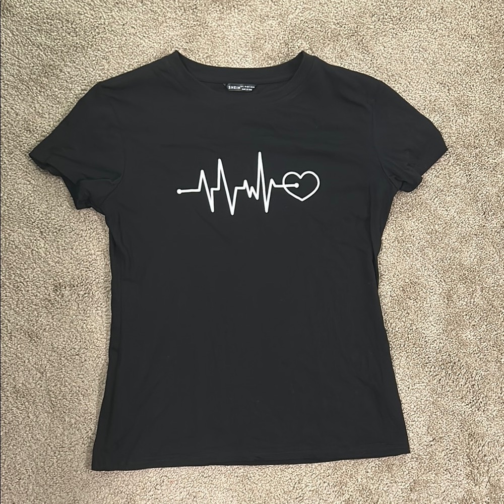 Shein Black Fitted Polo T-Shirt with Short Sleeves